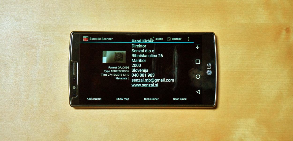 Podatki s skenirane QR kode